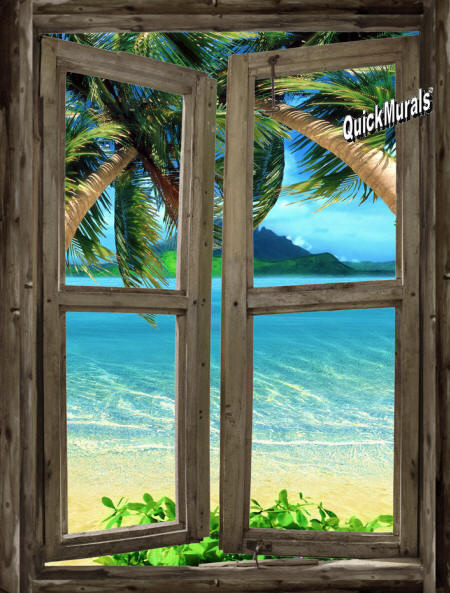 beach Cabin Window # Wall Mural