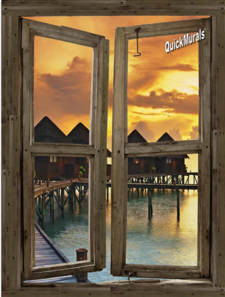 Beach Resort Sunset Window