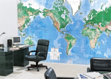 Laminated World Map Wall Mural C900 roomsetting