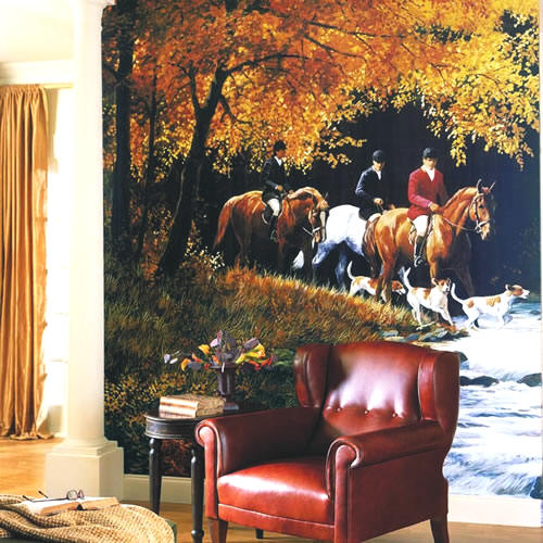 Traditional Hunt Scene Wall Mural roomsetting