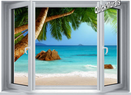 Secluded Beach Window Wall Mural 