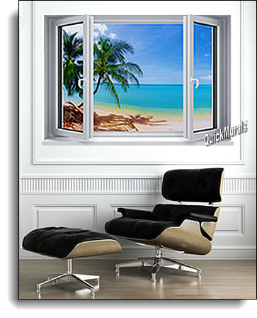 Tropical Palm WINDOW MURAL ROOMSETTING