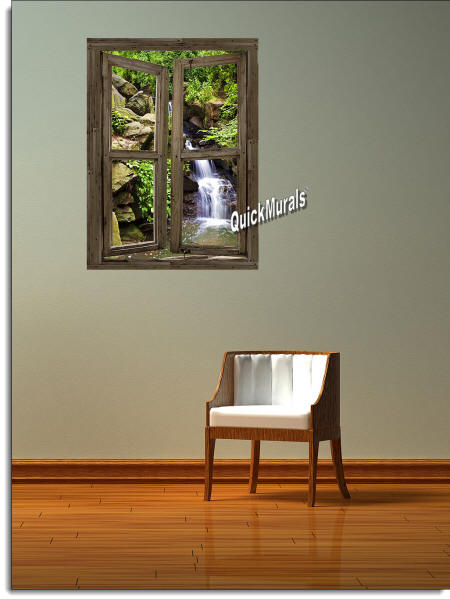 Waterfall Cabin Window #3 Wall Mural roomsetting
