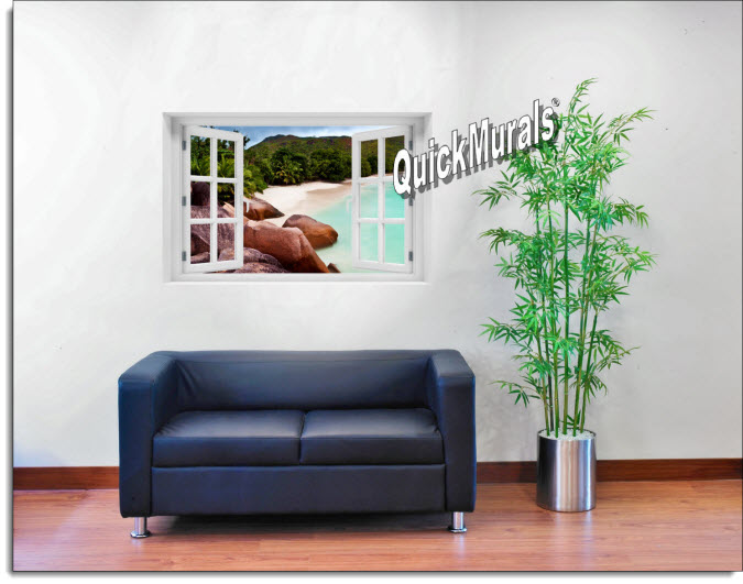 Barbados Island Beach Instant Window Mural roomsetting
