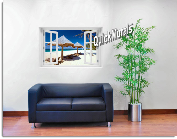 Beach Chairs Instant Window Mural roomsetting