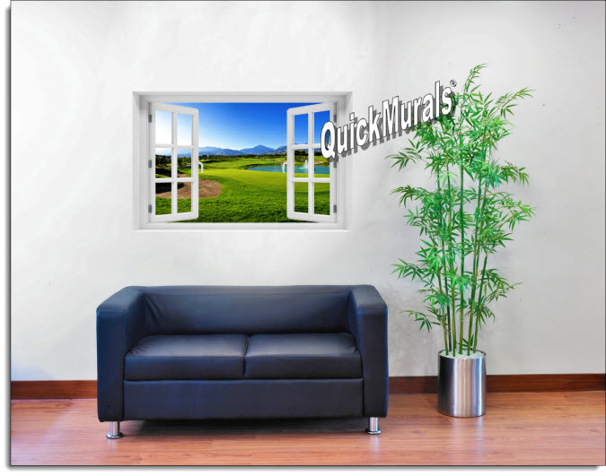 Golf Putting Green Instant Window Mural roomsetting