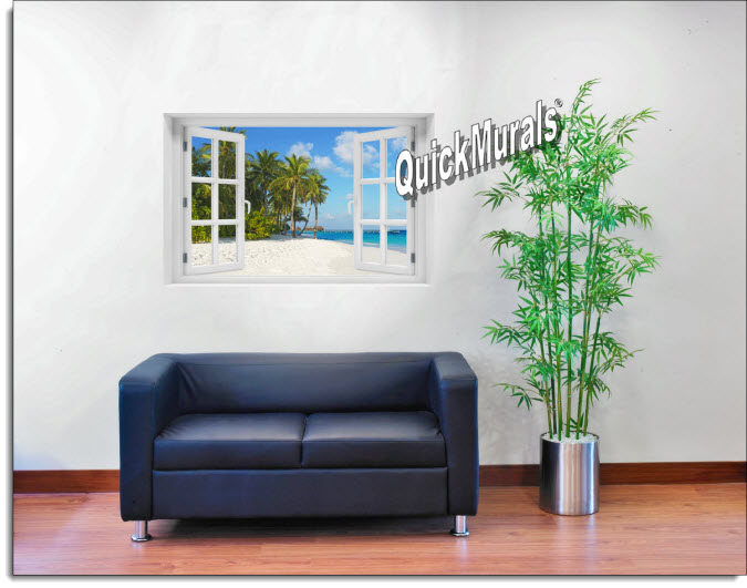 Island Vacation Instant Window Mural roomsetting