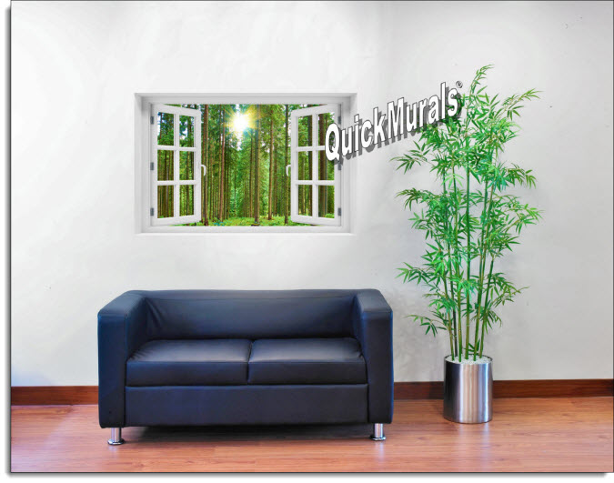 Morning Forest Instant Window Mural roomsetting