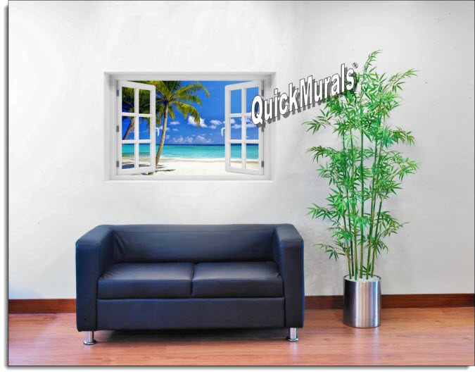 Tropical Ocean Instant Window Mural roomsetting