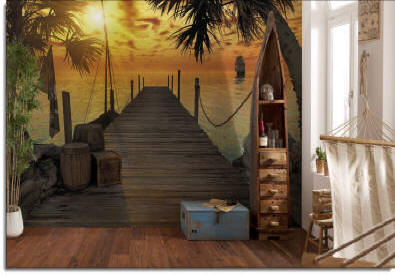 Treasure Island Dock Mural Roomsetting
