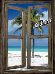 beach cabin window mural 2