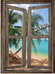 beach cabin window mural 3