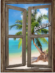 beach cabin window mural 4