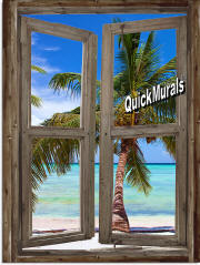 beach cabin window mural 5