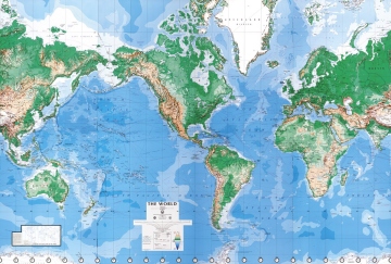 Laminated World Map Wall Mural 