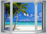 tropical ocean window mural