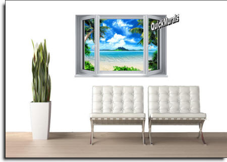 Tropical Paradise Window Wall Mural roomsetting