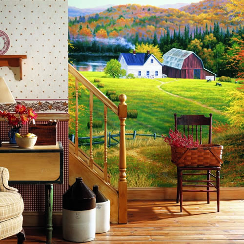 Golden Countryside Wall Mural roomsetting