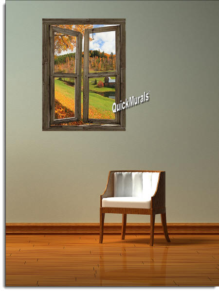 Vermont Cabin Window Wall Mural roomsetting