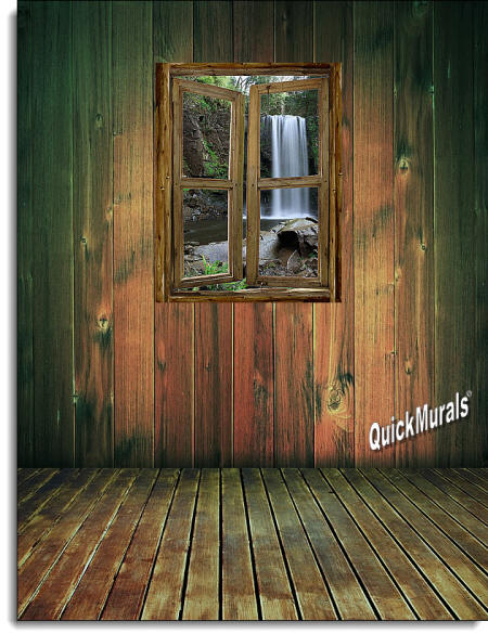 Waterfall Cabin Window #2 Wall Mural roomsetting