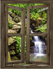 waterfall cabin window mural 3
