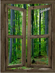 woodland cabin window mural
