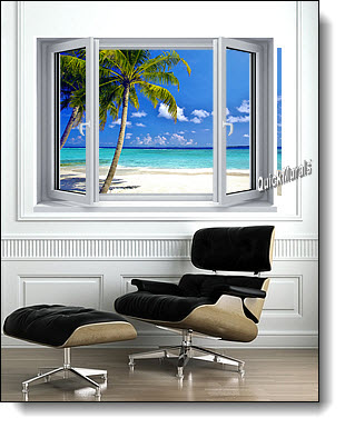 Tropical Ocean Window Mural