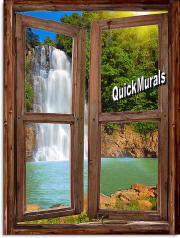waterfall cabin window mural