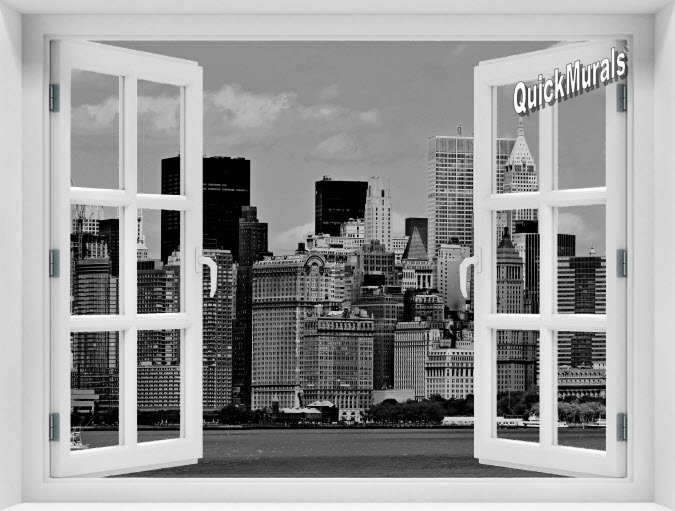 New York City #2 Black and White Instant Window Mural 