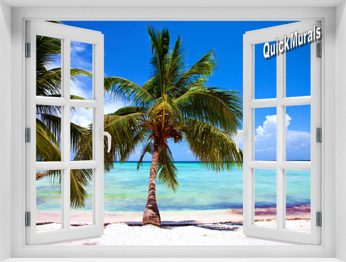 Tropical Beach Instant Window Mural 