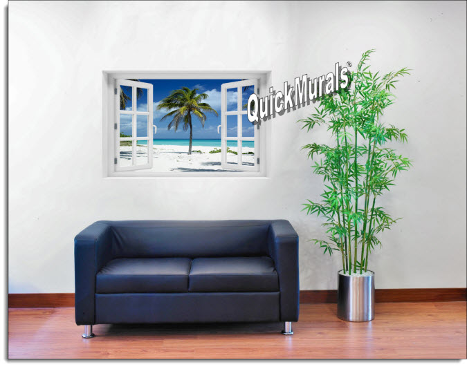 Palm Tree Instant Window Mural roomsetting