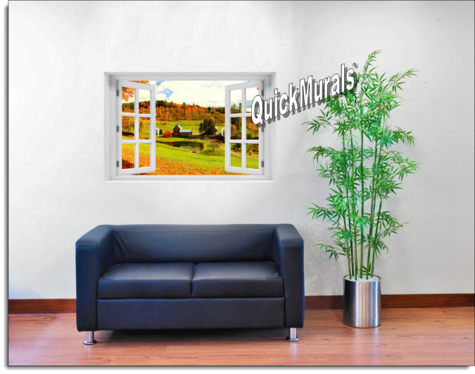Vermont Farmhouse Instant Window Mural roomsetting