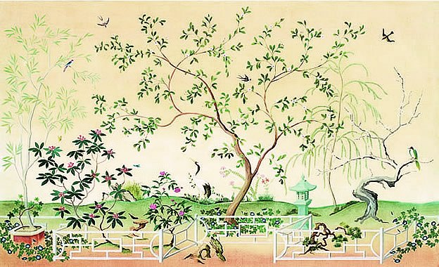 Oriental Garden Scene Wall Mural